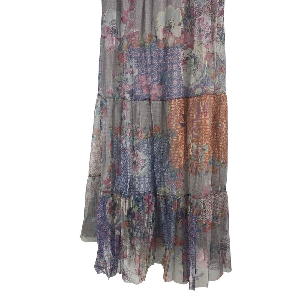 Johnny Was BIYA Kandence Tiered Mesh Dress Floral Embroidery Size M - Picture 12 of 13